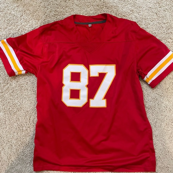 Chiefs Travis Kelce Football Jersey Red White Yellow adult M medium - Picture 2 of 6